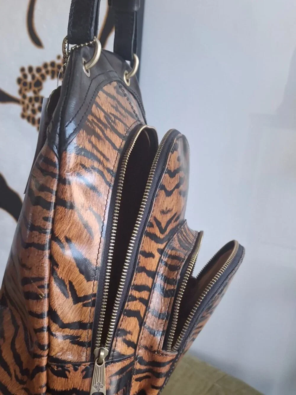 Patricia Nash Tiger Print Leather Backpack